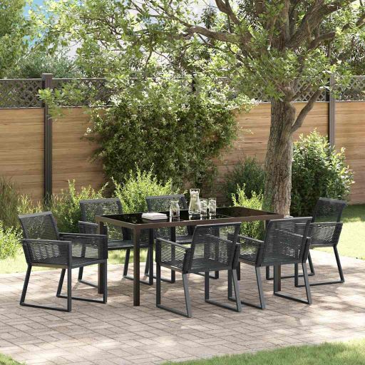 vidaXL Garten Essgruppe 3 pcs Schwarz Pulverbeschichteter Stahl