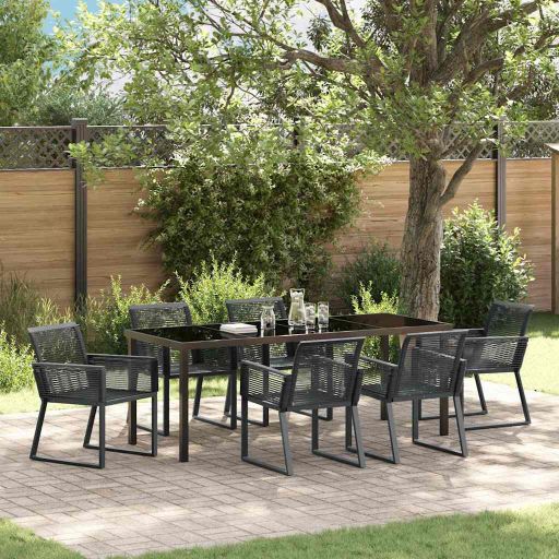 vidaXL Garten Essgruppe 3 pcs Schwarz Pulverbeschichteter Stahl