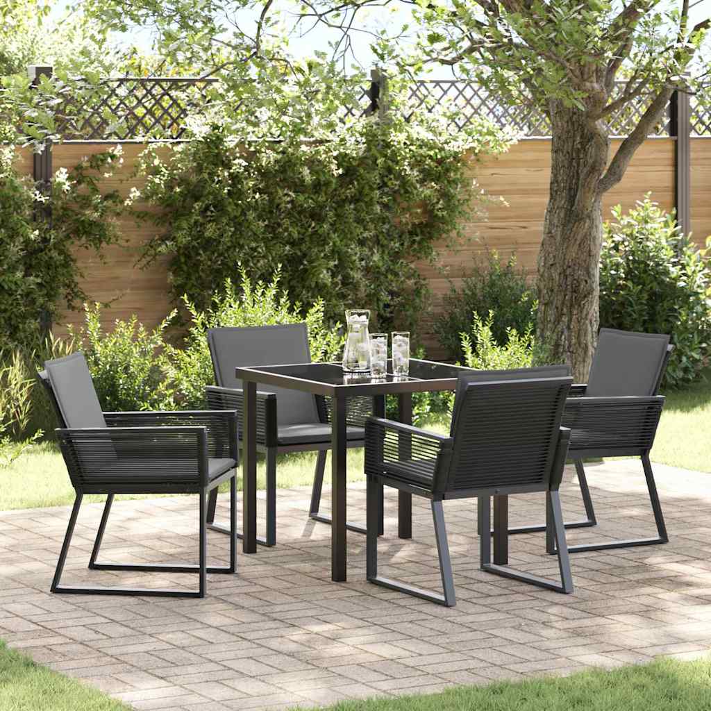 vidaXL Garten Essgruppe 5 pcs Schwarz Pulverbeschichteter Stahl