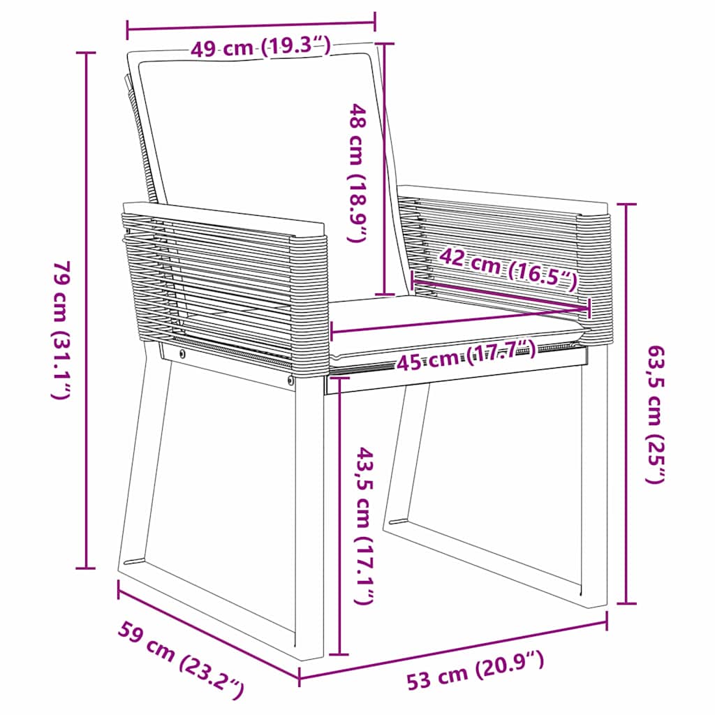 vidaXL Garten Essgruppe 5 pcs Schwarz Pulverbeschichteter Stahl