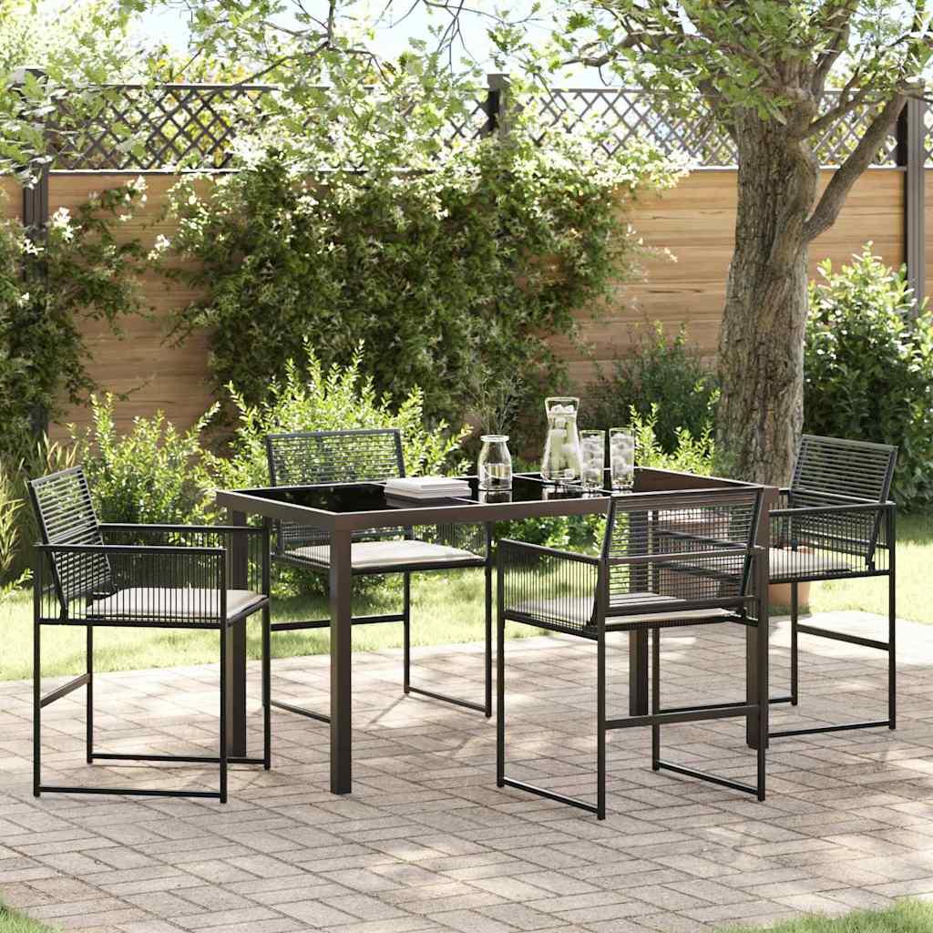 vidaXL Garten Essgruppe 5 pcs Schwarz Pulverbeschichteter Stahl
