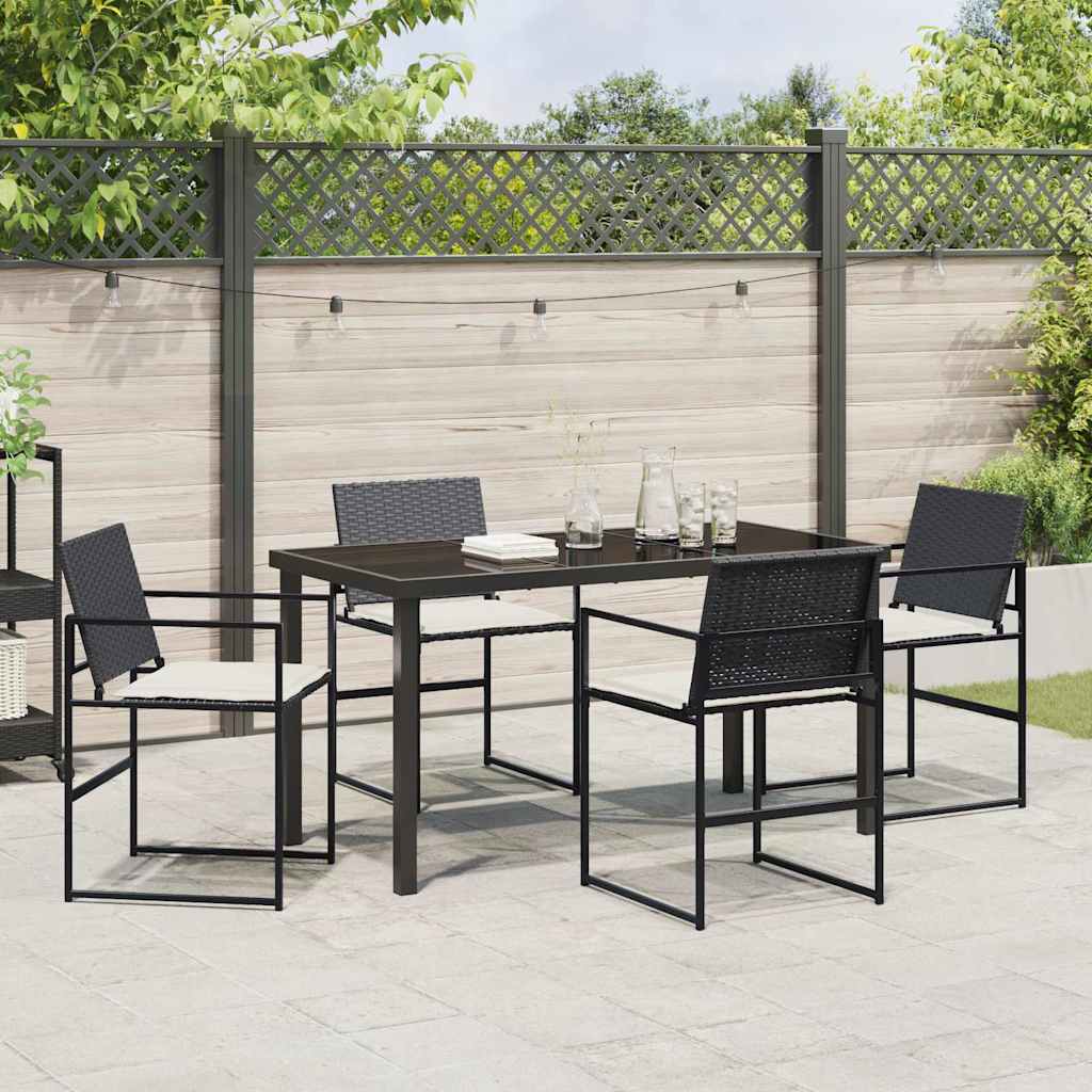 vidaXL Garten Essgruppe 5 pcs Schwarz Pulverbeschichteter Stahl