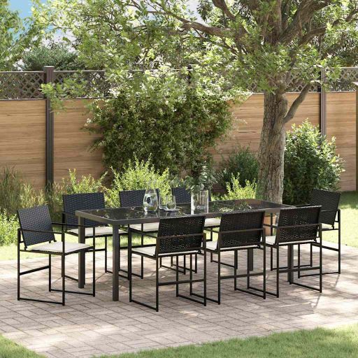 vidaXL Garten Essgruppe 5 pcs Schwarz Pulverbeschichteter Stahl