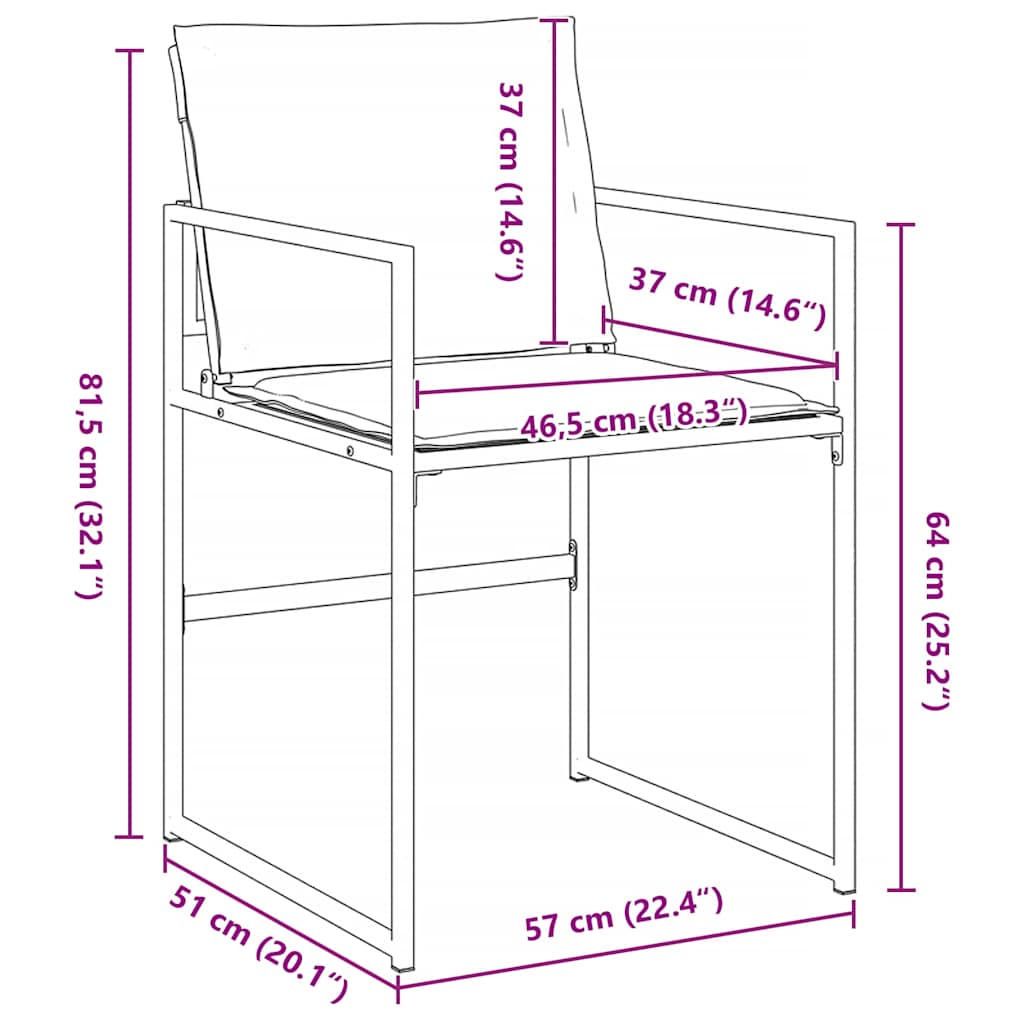 vidaXL Garten Essgruppe 5 pcs Schwarz Textilene und Stahl