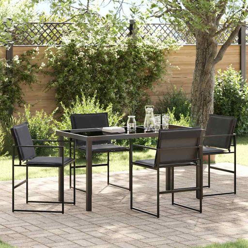 vidaXL Garten Essgruppe 5 pcs Schwarz Textilene und Stahl
