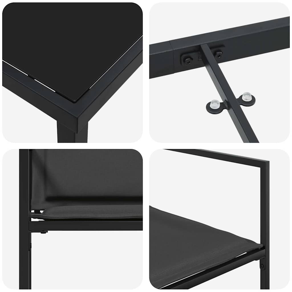 vidaXL Garten Essgruppe 5 pcs Schwarz Textilene und Stahl