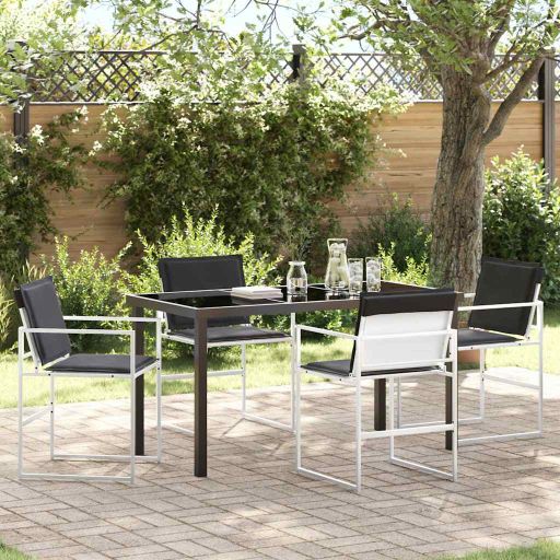 vidaXL Garten Essgruppe 5 pcs Schwarz Textilene und Stahl