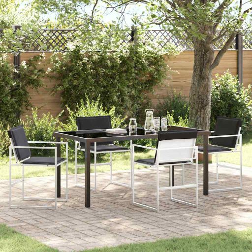 vidaXL Garten Essgruppe 5 pcs Schwarz Textilene und Stahl