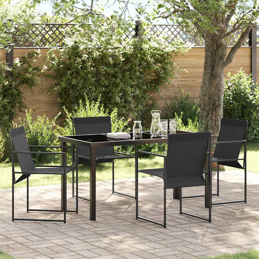 vidaXL Garten Essgruppe 5 pcs Schwarz Pulverbeschichteter Stahl