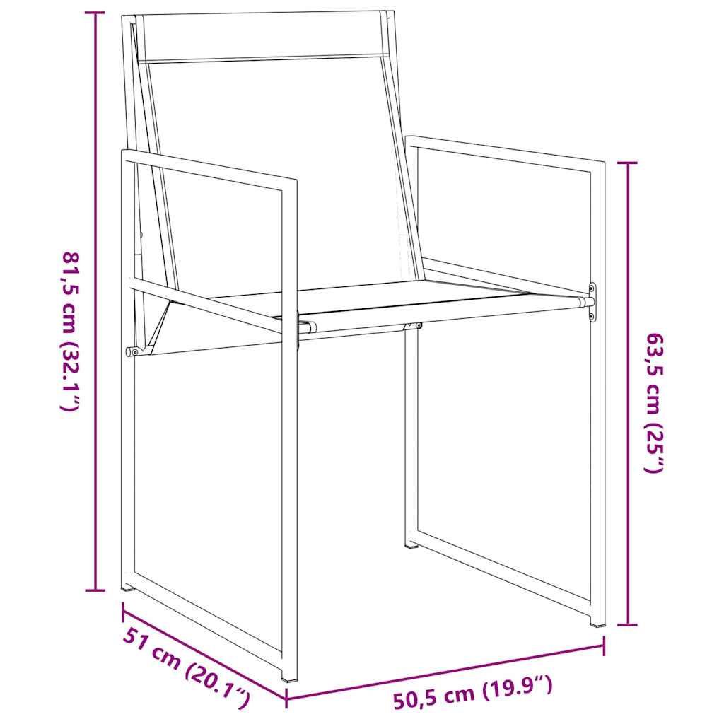 vidaXL Garten Essgruppe 5 pcs Schwarz Pulverbeschichteter Stahl