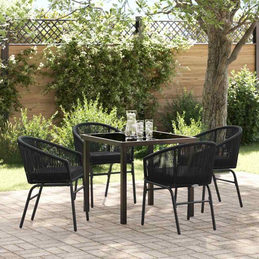 vidaXL Garten Essgruppe 3 pcs Schwarz Pulverbeschichteter Stahl