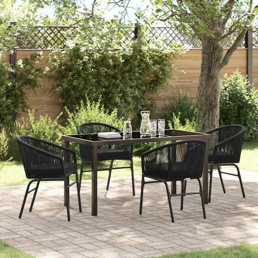 vidaXL Garten Essgruppe 3 pcs Schwarz Pulverbeschichteter Stahl