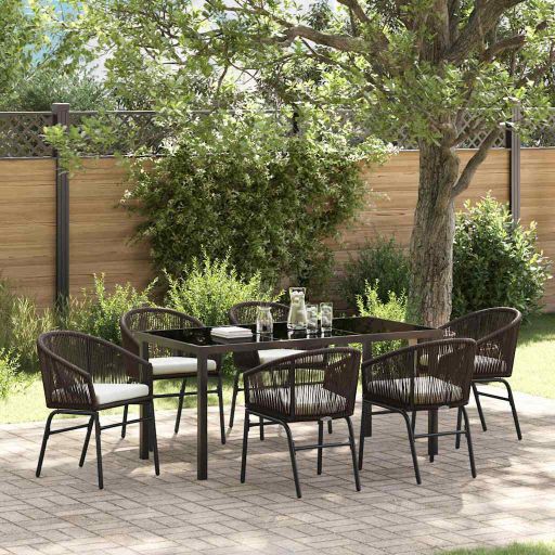 vidaXL Garten Essgruppe 3 pcs Schwarz Pulverbeschichteter Stahl