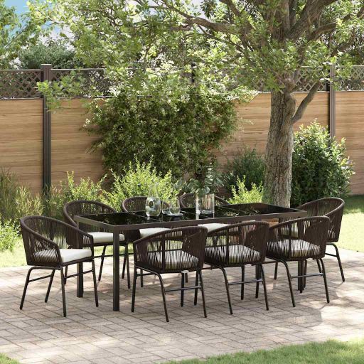 vidaXL Garten Essgruppe 3 pcs Schwarz Pulverbeschichteter Stahl