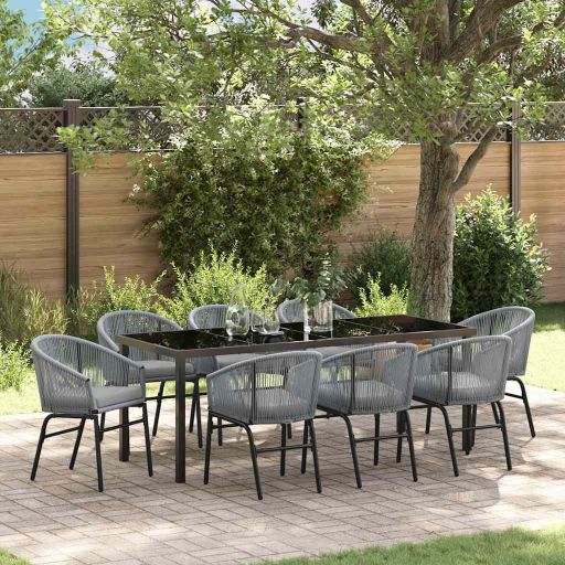 vidaXL Garten Essgruppe 3 pcs Schwarz Pulverbeschichteter Stahl