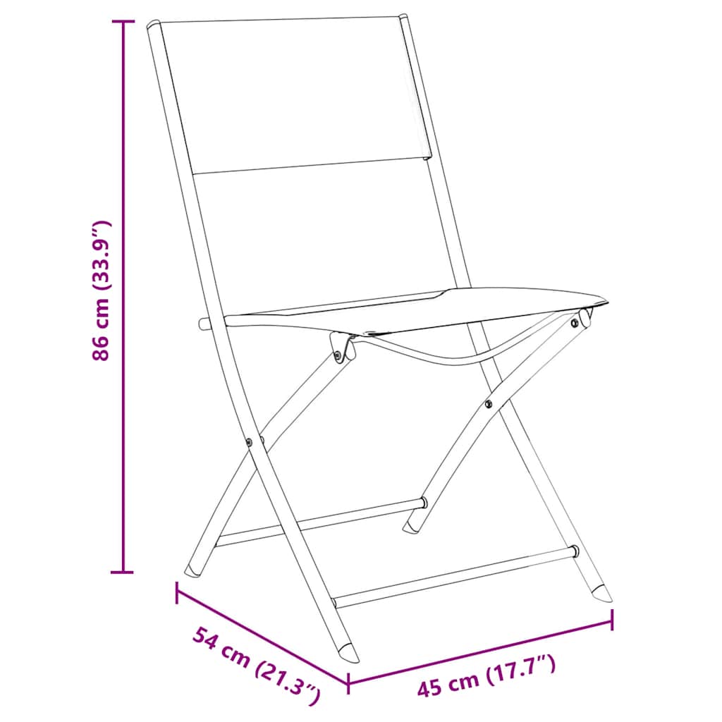 vidaXL Garten Essgruppe 3 pcs Schwarz Pulverbeschichteter Stahl