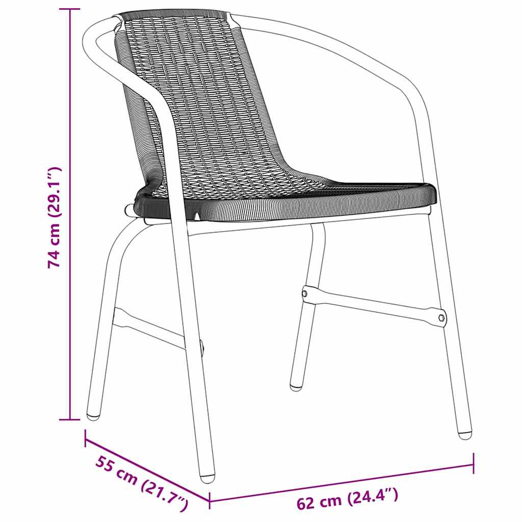 vidaXL Garten Essgruppe 3 pcs Schwarz Pulverbeschichteter Stahl
