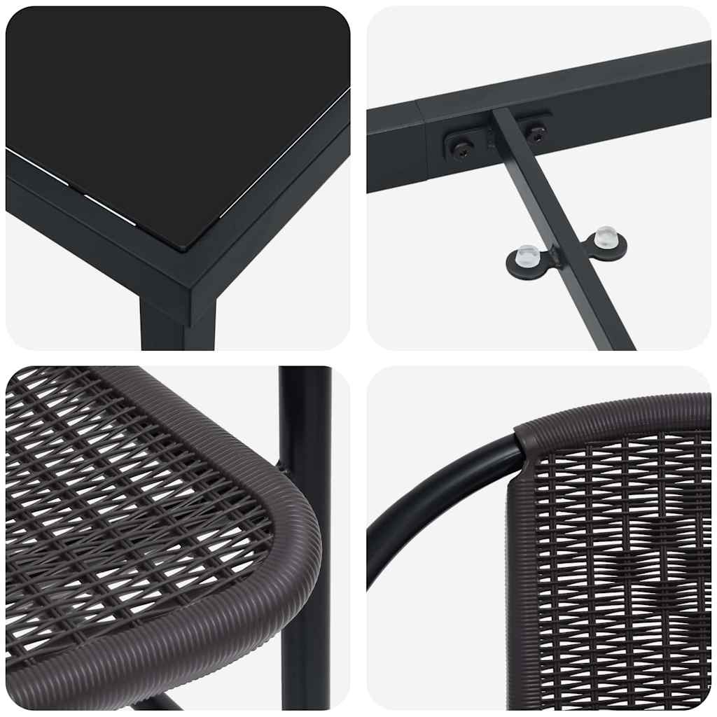 vidaXL Garten Essgruppe 3 pcs Schwarz Pulverbeschichteter Stahl