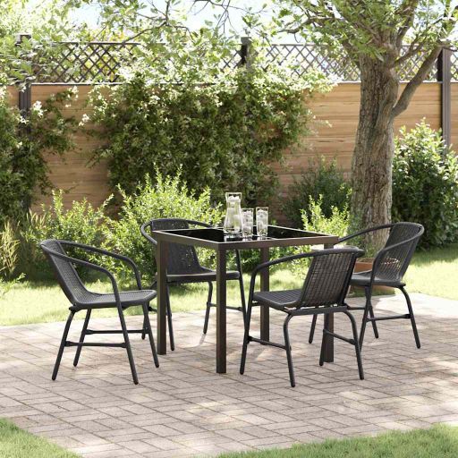 vidaXL Garten Essgruppe 3 pcs Schwarz Pulverbeschichteter Stahl