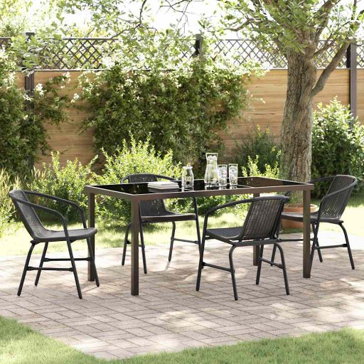 vidaXL Garten Essgruppe 3 pcs Schwarz Pulverbeschichteter Stahl
