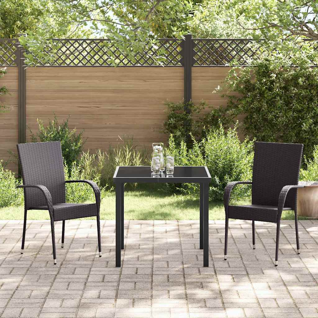 vidaXL Garten Essgruppe 3 pcs Braun Pulverbeschichteter Stahl