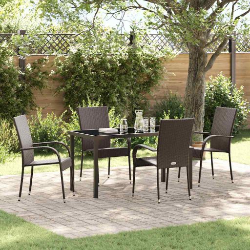 vidaXL Garten Essgruppe 3 pcs Braun Pulverbeschichteter Stahl
