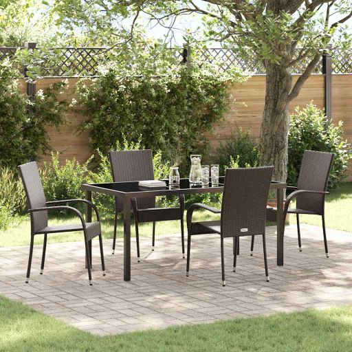 vidaXL Garten Essgruppe 3 pcs Braun Pulverbeschichteter Stahl
