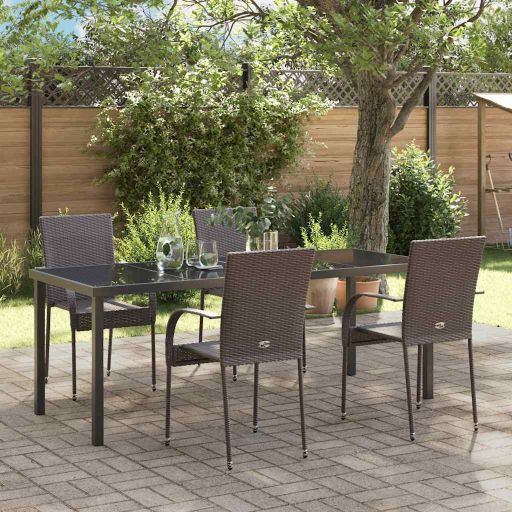 vidaXL Garten Essgruppe 3 pcs Braun Pulverbeschichteter Stahl