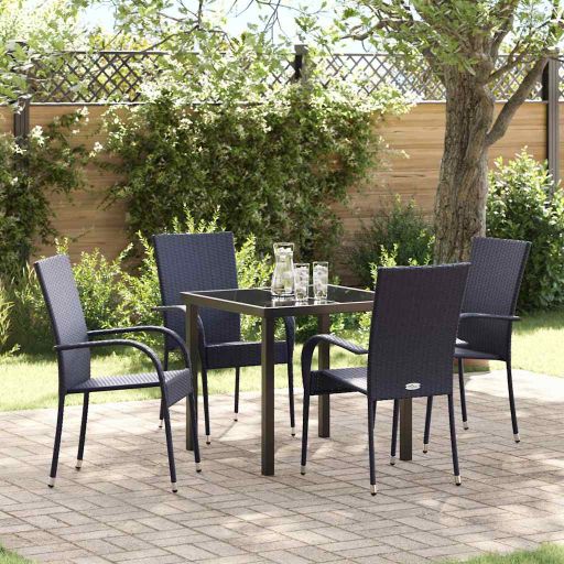 vidaXL Garten Essgruppe 3 pcs Braun Pulverbeschichteter Stahl