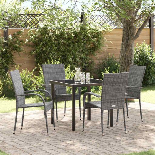 vidaXL Garten Essgruppe 3 pcs Braun Pulverbeschichteter Stahl