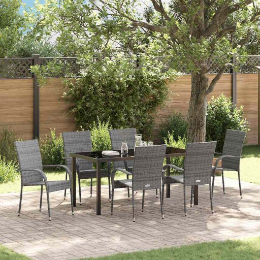 vidaXL Garten Essgruppe 3 pcs Braun Pulverbeschichteter Stahl