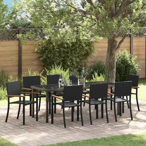 vidaXL Garten Essgruppe 3 pcs Schwarz Pulverbeschichteter Stahl