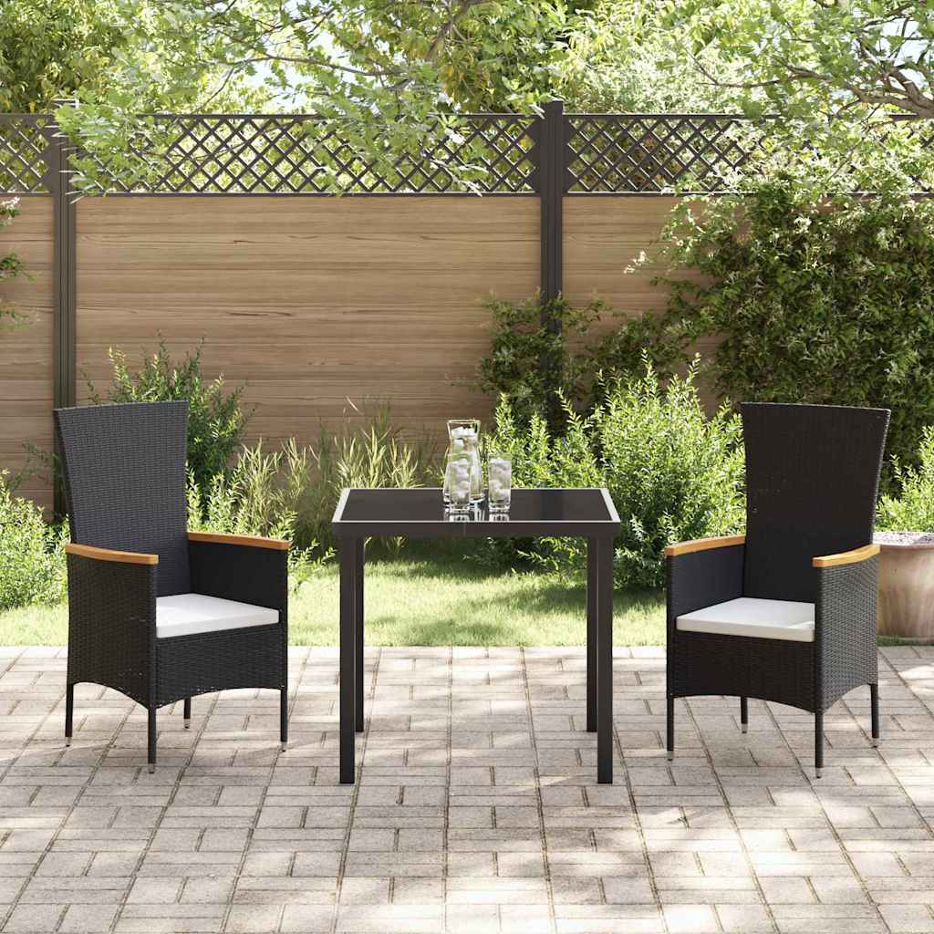 vidaXL Garten Essgruppe 3 pcs Schwarz Pulverbeschichteter Stahl