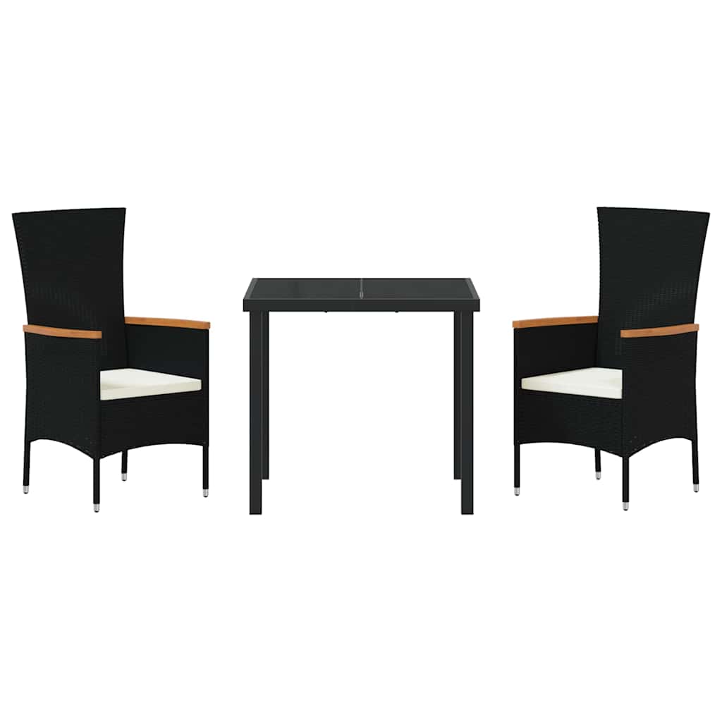 vidaXL Garten Essgruppe 3 pcs Schwarz Pulverbeschichteter Stahl