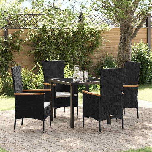vidaXL Garten Essgruppe 3 pcs Schwarz Pulverbeschichteter Stahl