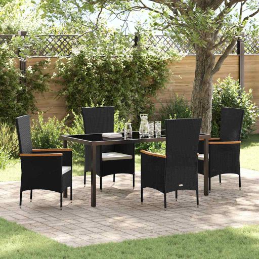 vidaXL Garten Essgruppe 3 pcs Schwarz Pulverbeschichteter Stahl