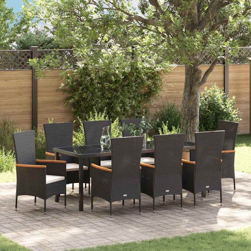 vidaXL Garten Essgruppe 3 pcs Schwarz Pulverbeschichteter Stahl
