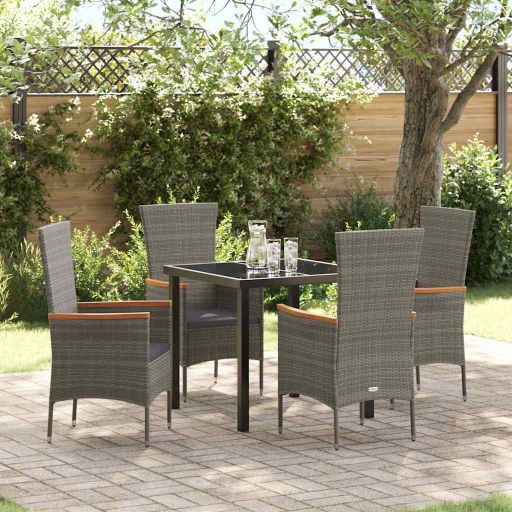 vidaXL Garten Essgruppe 3 pcs Schwarz Pulverbeschichteter Stahl
