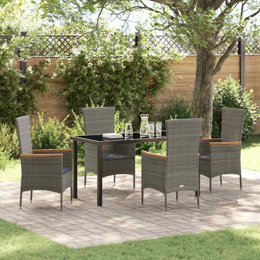 vidaXL Garten Essgruppe 3 pcs Schwarz Pulverbeschichteter Stahl