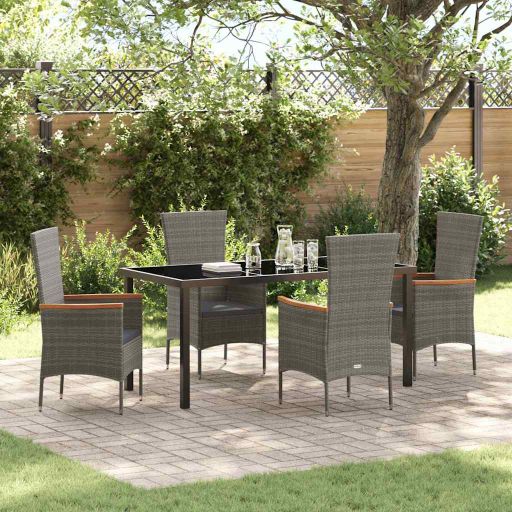 vidaXL Garten Essgruppe 3 pcs Schwarz Pulverbeschichteter Stahl