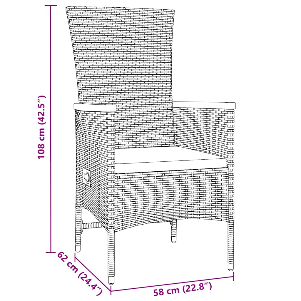 vidaXL Garten Essgruppe 3 pcs Grau Pulverbeschichteter Stahl