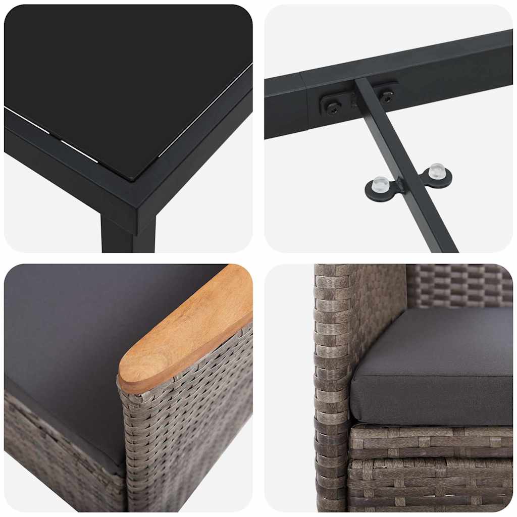 vidaXL Garten Essgruppe 3 pcs Grau Pulverbeschichteter Stahl