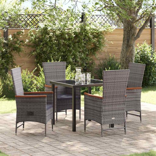 vidaXL Garten Essgruppe 3 pcs Grau Pulverbeschichteter Stahl