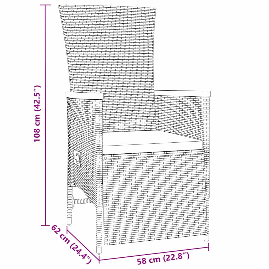 vidaXL Garten Essgruppe mit Kissen 3 pcs Grau Poly Rattan