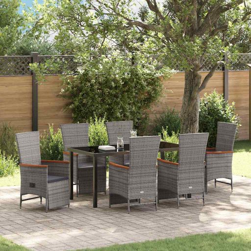 vidaXL Garten Essgruppe mit Kissen 3 pcs Grau Poly Rattan