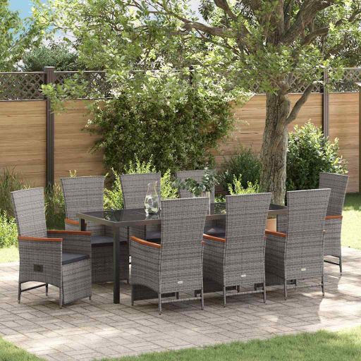 vidaXL Garten Essgruppe mit Kissen 3 pcs Grau Poly Rattan