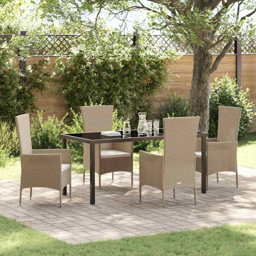vidaXL Garten Essgruppe mit Kissen 3 pcs Beige Poly-Rattan