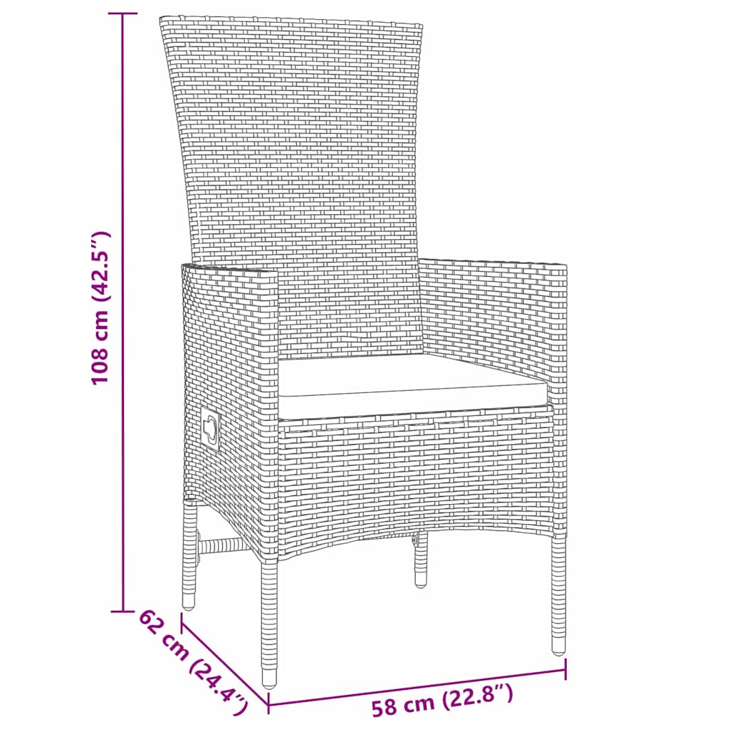 vidaXL Garten Essgruppe mit Kissen 3 pcs Beige Poly-Rattan