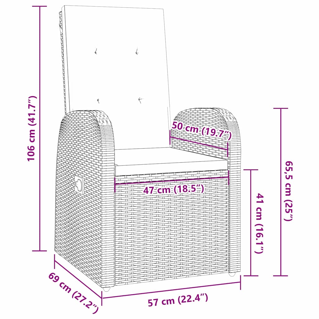 vidaXL Garten Essgruppe mit Kissen 3 pcs Grau Poly-Rattan