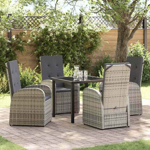 vidaXL Garten Essgruppe mit Kissen 3 pcs Grau Poly-Rattan